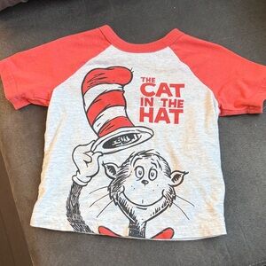 Jumping Beans Cat in the Hat Tee - Coral and Light Gray